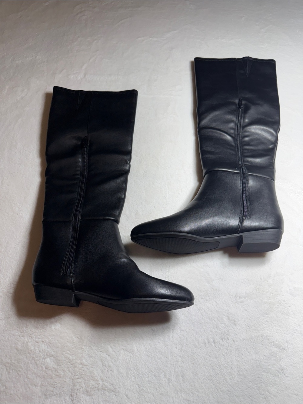 Sugar New Black Mid-Calf Zip Heeled Boots